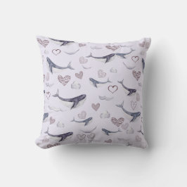 Cojín Decorativo Patrón infantil con ballenas, nubes y corazones li