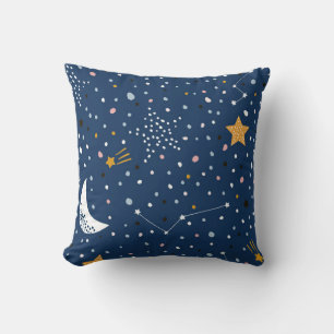 Cojín Decorativo Patrón infantil continuo con cielo estrellado noct