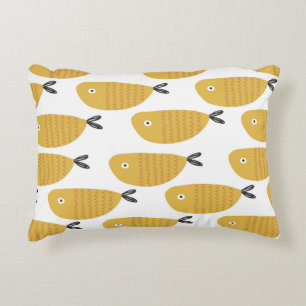 Cojín Decorativo Patrón infantil sin foco con peces divertidos. Cre