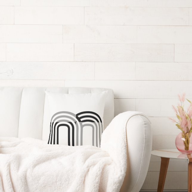 Cojín Decorativo Patrón inicial blanco monotónico moderno negro (Sofá)