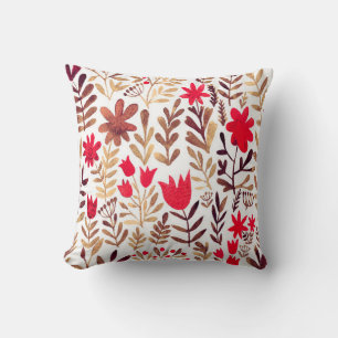 Cojín Decorativo Patrón ininterrumpido de acuarela floral. Bote dib