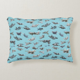Cojín Decorativo Patrón ininterrumpido de aviones militares persona