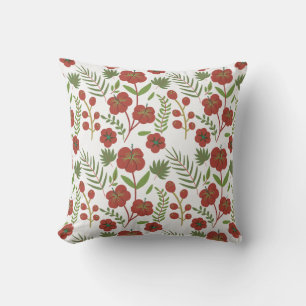 Cojín Decorativo Patrón ininterrumpido de flores rojas sobre fondo 