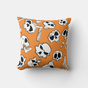 Cojín Decorativo Patrón ininterrumpido de Halloween con cráneos y h