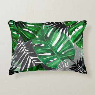 Cojín Decorativo patrón ininterrumpido de hojas y elementos tropica