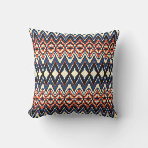 Cojín Decorativo Patrón ininterrumpido de Ikat. impresión de timbre