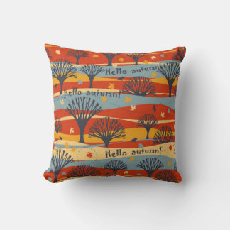Cojín Decorativo Patrón ininterrumpido de vintage de otoño con árbo