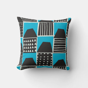 Cojín Decorativo Patrón ininterrumpido moderno con casas en negro 