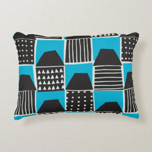 Cojín Decorativo Patrón ininterrumpido moderno con casas en negro y