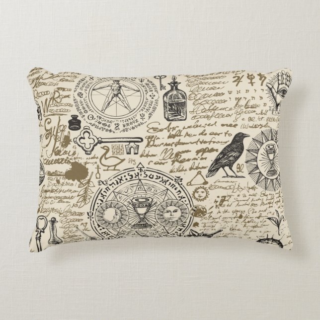 Cojín Decorativo  patrón ininterrumpido sobre un tema de alquimia e (Anverso)