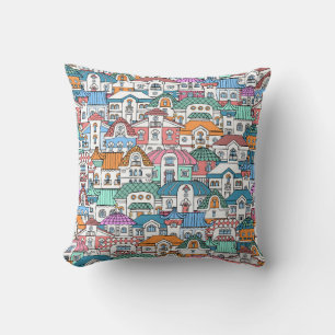 Cojín Decorativo patrón ininterrumpido vintage con dibujo a mano y 