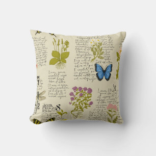 Cojín Decorativo Patrón ininterrumpido vintage con texto escrito a