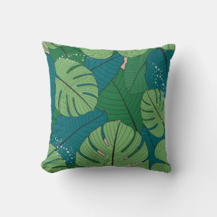 Cojín Decorativo Patrón inmaculado con hojas tropicales