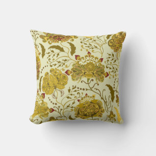 Cojín Decorativo Patrón inmaculado, flores indias grandes paisley. 