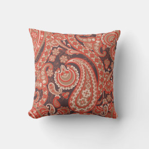 Cojín Decorativo Patrón inquebrantable de Paisley vintage. Flor fan