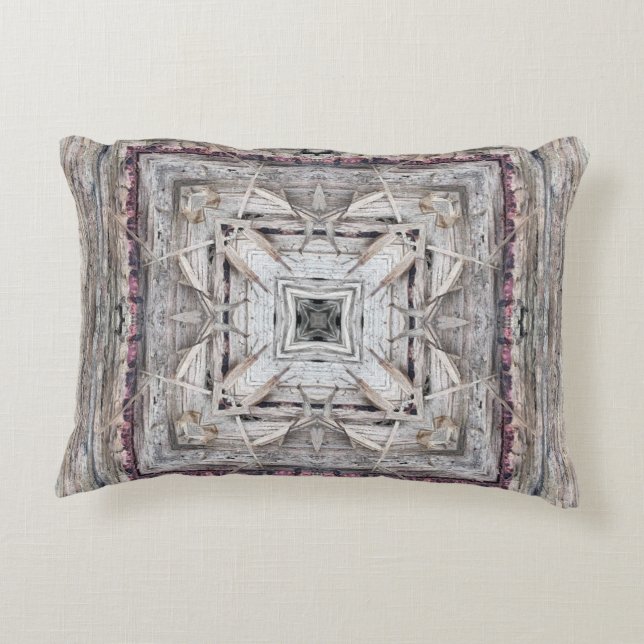 Cojín Decorativo Patrón inspirado en azteca rosada de bonito (Reverso)