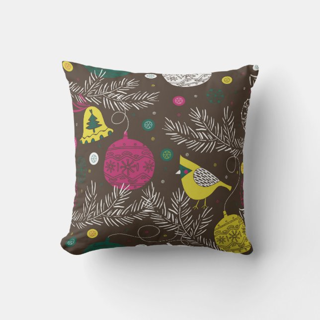 Cojín Decorativo patrón invernal de los navidades (Anverso)