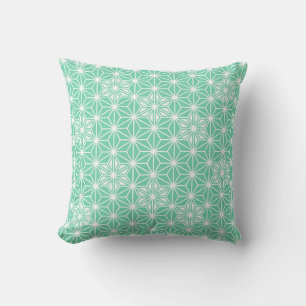 Cojín Decorativo Patrón japonés Asanoha - aqua claro