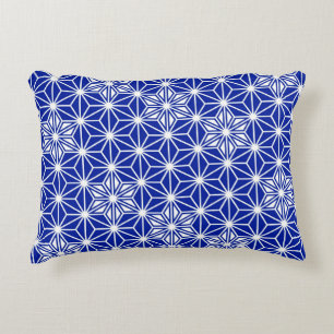 Cojín Decorativo Patrón japonés de Asanoha - azul cobalto