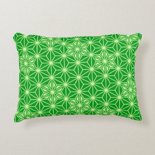 Cojín Decorativo Patrón japonés de Asanoha - verde esmeralda
