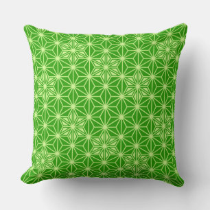Cojín Decorativo Patrón japonés de Asanoha - verde lima