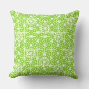 Cojín Decorativo Patrón japonés de Asanoha - verde lima clara