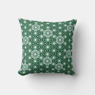 Cojín Decorativo Patrón japonés de Asanoha - verde pino