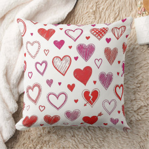 Cojín Decorativo Patrón juguetón de corazones de San Valentín dibuj