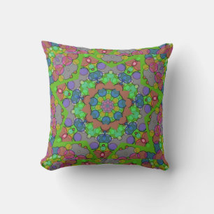 Cojín Decorativo Patrón Kaleidoscope de los Navidades verdes azules