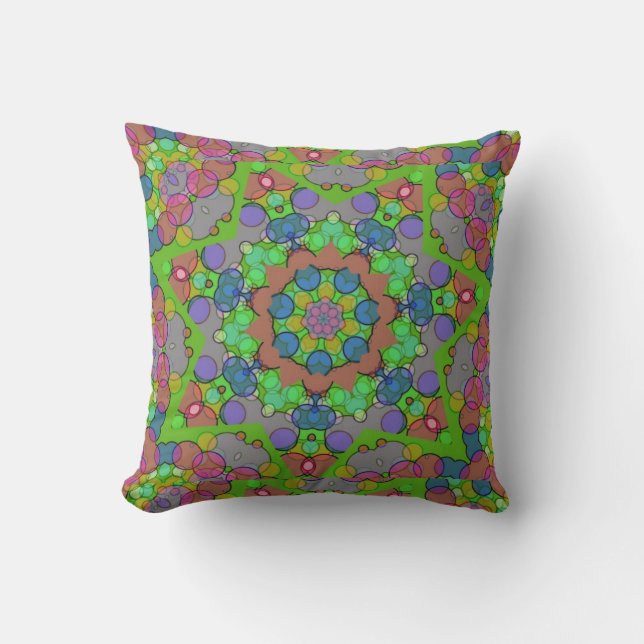 Cojín Decorativo Patrón Kaleidoscope de los Navidades verdes azules (Anverso)