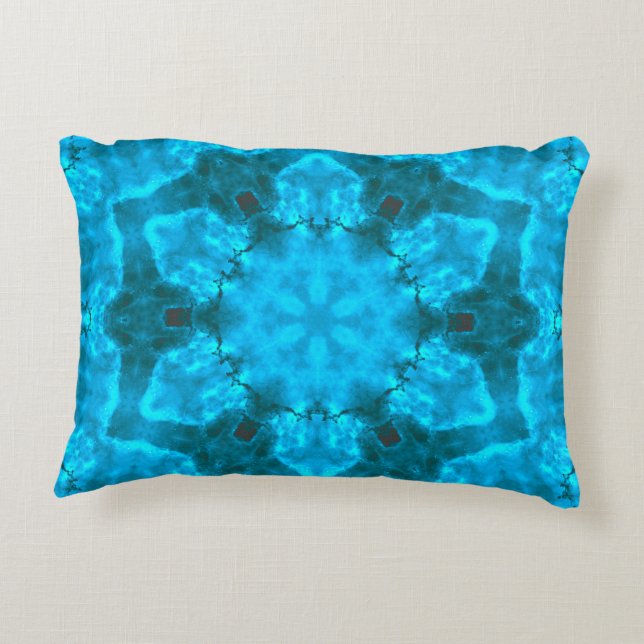 Cojín Decorativo Patrón Kaleidoscope helado de copo de nieve azul (Reverso)