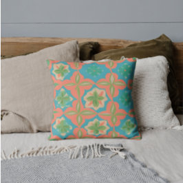 Cojín Decorativo Patrón Kaleidoscópico azul y Naranja colorido