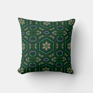 Cojín Decorativo Patrón kaleidoscópico verde oscuro