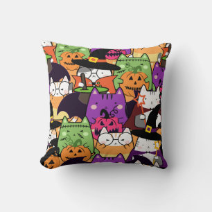 Cojín Decorativo Patrón Kawaii Cat Halloween sin inconvenientes