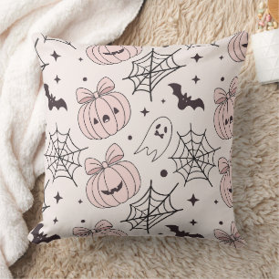 Cojín Decorativo Patrón Kawaii Dulce Rosa de Halloween Espeluznante