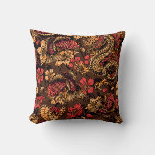 Cojín Decorativo Patrón koi del dragón japonés.