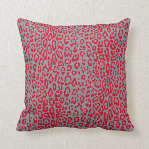 Cojín Decorativo Patrón leopardo en rojo y gris