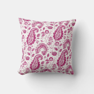 Cojín Decorativo Patrón Magenta Paisley