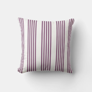 Cojín Decorativo Patrón malva morado y blanco de cinco rayas