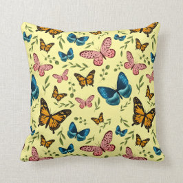 Cojín Decorativo Patrón mariposa amarillo giratorio