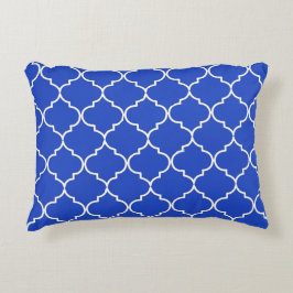 Cojín Decorativo Patrón marroquí azul y blanco mediterráneo