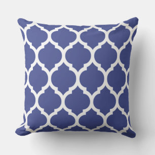 Cojín Decorativo Patrón marroquí de cuatro hojas azul cobalto