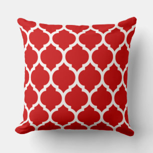 Cojín Decorativo Patrón marroquí de cuatro hojas rojo y blanco