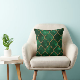 Cojín Decorativo Patrón Marroquí Esmeralda - Estilo de Lujo
