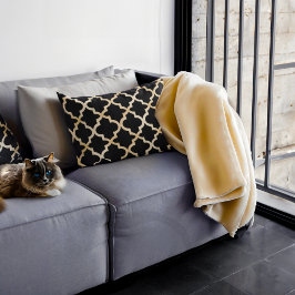 Cojín Decorativo Patrón marroquí negro y dorado