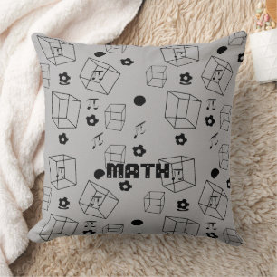 Cojín Decorativo Patrón matemático moderno negro y gris