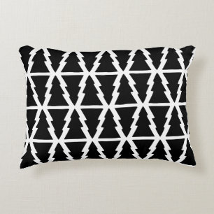 Cojín Decorativo Patrón minimalista de árbol de Navidad blanco y ne