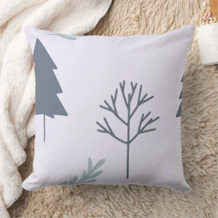 Cojín Decorativo Patrón minimalista de árboles del bosque invernal