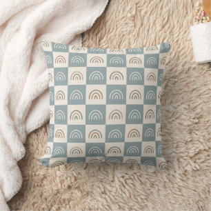 Cojín Decorativo Patrón minimalista de arcoíris a cuadros boho