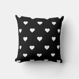 Cojín Decorativo Patrón minimalista de Corazón Blanco y Negro